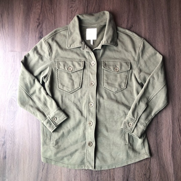 Avec Les Filles Oversized Shacket Shirt Trucker Jacket Army Green Size Small - Picture 1 of 6